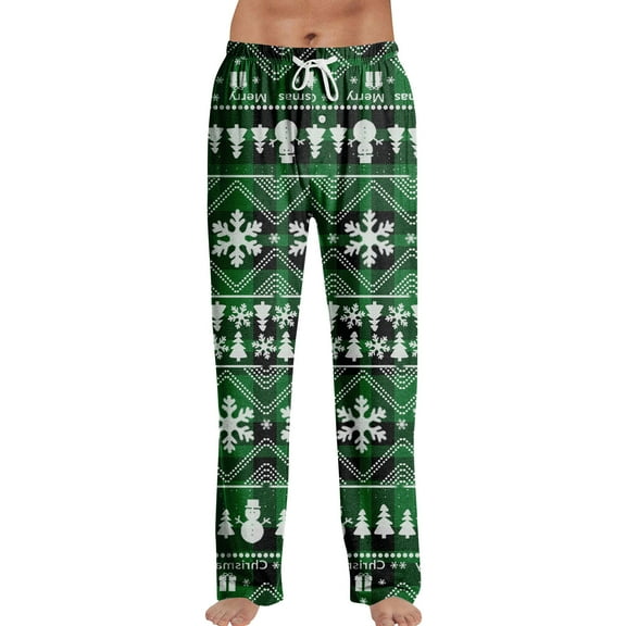 Onlypants Christmas Pajamas Pants for Men & Women, Casual Xmas Style Printing Pj Pants Unisex Couples, Loose Fit Elastic Waist Drawstring Lounging Trousers, for Sleep & Lounging, Army Green, S