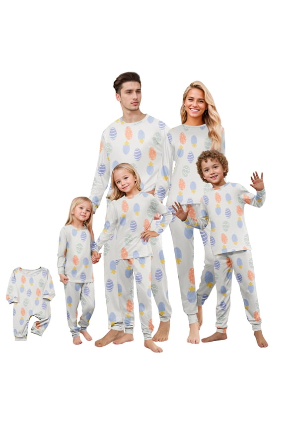Easter Family Matching Pajamas Set Egg Print – Soft Long Sleeve Sleepwear for Men and Women, Cozy Loungewear