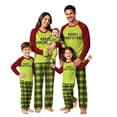 thumbnail image 1 of Onlypjs Family Christmas Pajamas Matching Sets Antler Letter Raglan Tops Plaid Pants Holiday Sleepwear Loungewear for Couples, Men and Women, 1 of 5