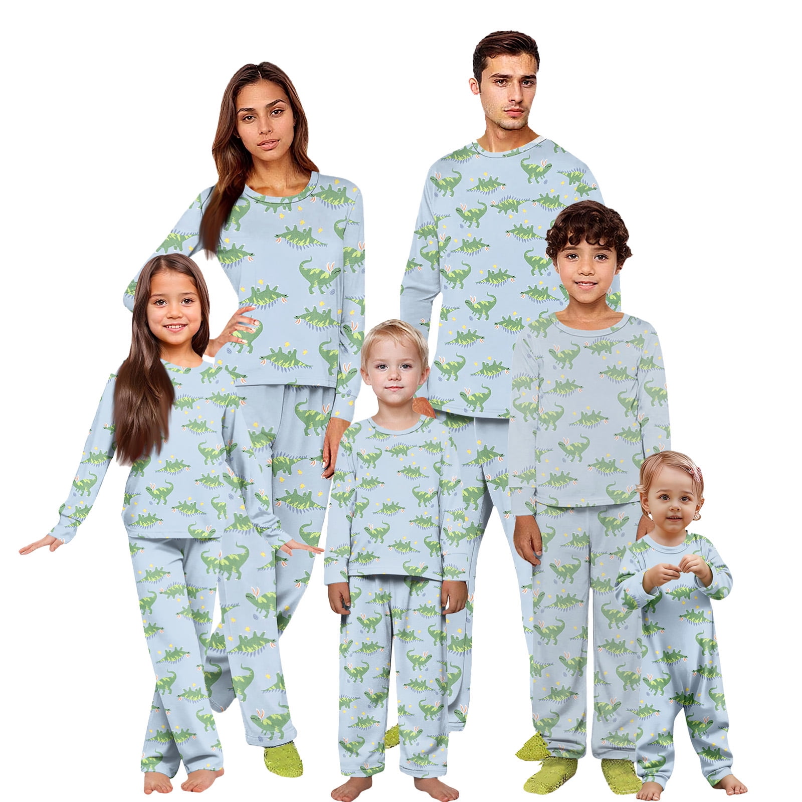 Onlypjs Family Easter Pajamas Matching Sets Dinosaur Print Long Sleeve ...