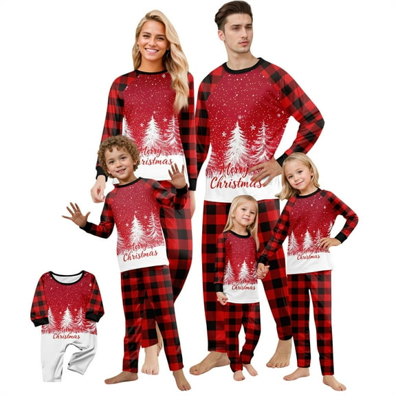 Onlypjs Family Matching Christmas Pajamas – Holiday Tree & Santa Print Sleepwear Sets for Women, Men, Couples