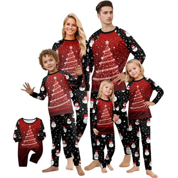 Onlypjs Family Matching Christmas Pajamas – Holiday Tree & Santa Print Sleepwear Sets for Women, Men, Couples