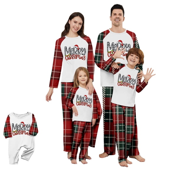 Onlypjs Family Matching Christmas Pajamas Sets – Red & Green Plaid Holiday Sleepwear for Women, Men, Festive Xmas PJs