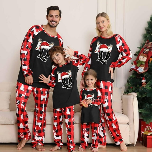 Onlypjs Monogram A–Z Family Matching Christmas Pajamas for Women, Men, Couples