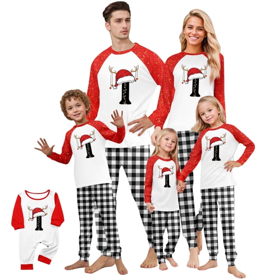 Onlypjs Family Matching Christmas Pajamas with Monogram A–Z – Holiday Sleepwear for Women, Men, Couples