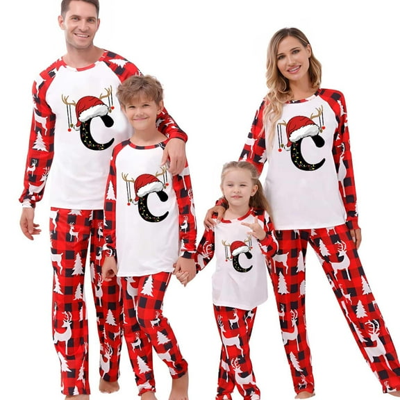 Onlypjs Monogram A–Z Family Matching Christmas Pajamas for Women, Men, Couples