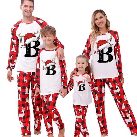 Onlypjs Monogram A–Z Family Matching Christmas Pajamas for Women, Men, Couples