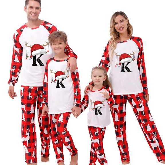 Onlypjs Monogram A–Z Family Matching Christmas Pajamas for Women, Men, Couples