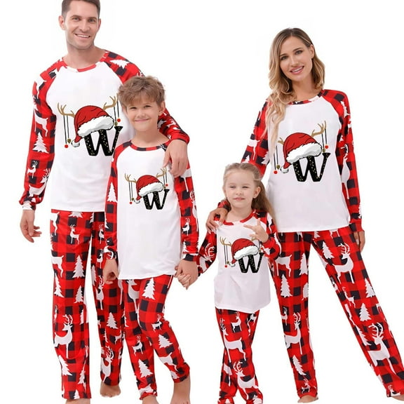 Onlypjs Monogram A–Z Family Matching Christmas Pajamas for Women, Men, Couples