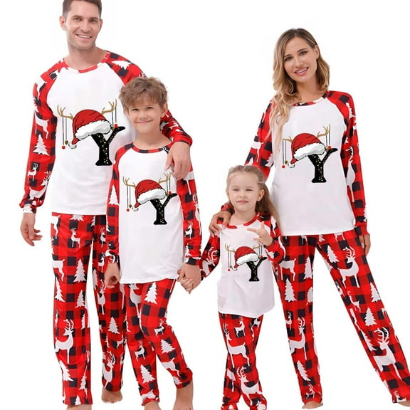 Onlypjs Monogram A–Z Family Matching Christmas Pajamas for Women, Men, Couples