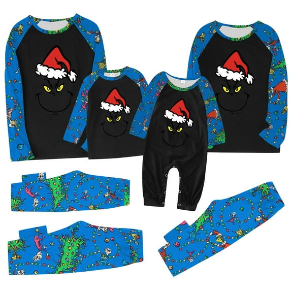 Onlypjs Greench Family Christmas Pajamas Matching Sets – 2-Piece Xmas Sleepwear for Women, Men and Couples – Long Sleeve Tops & Pajama Pants