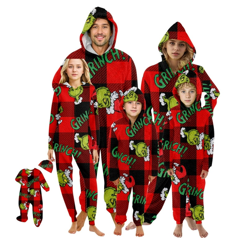 Onlypjs Gri'nch Matching Family Christmas Pajamas – Red Buffalo