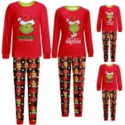 ONLYPJS Griinch Family Christmas Pajamas Matching Sets, 2 Pcs Merry Griinchmas Christmas Pjs Matching Sets, Griinch Christmas Pajamas for Family Dad Mon Kids