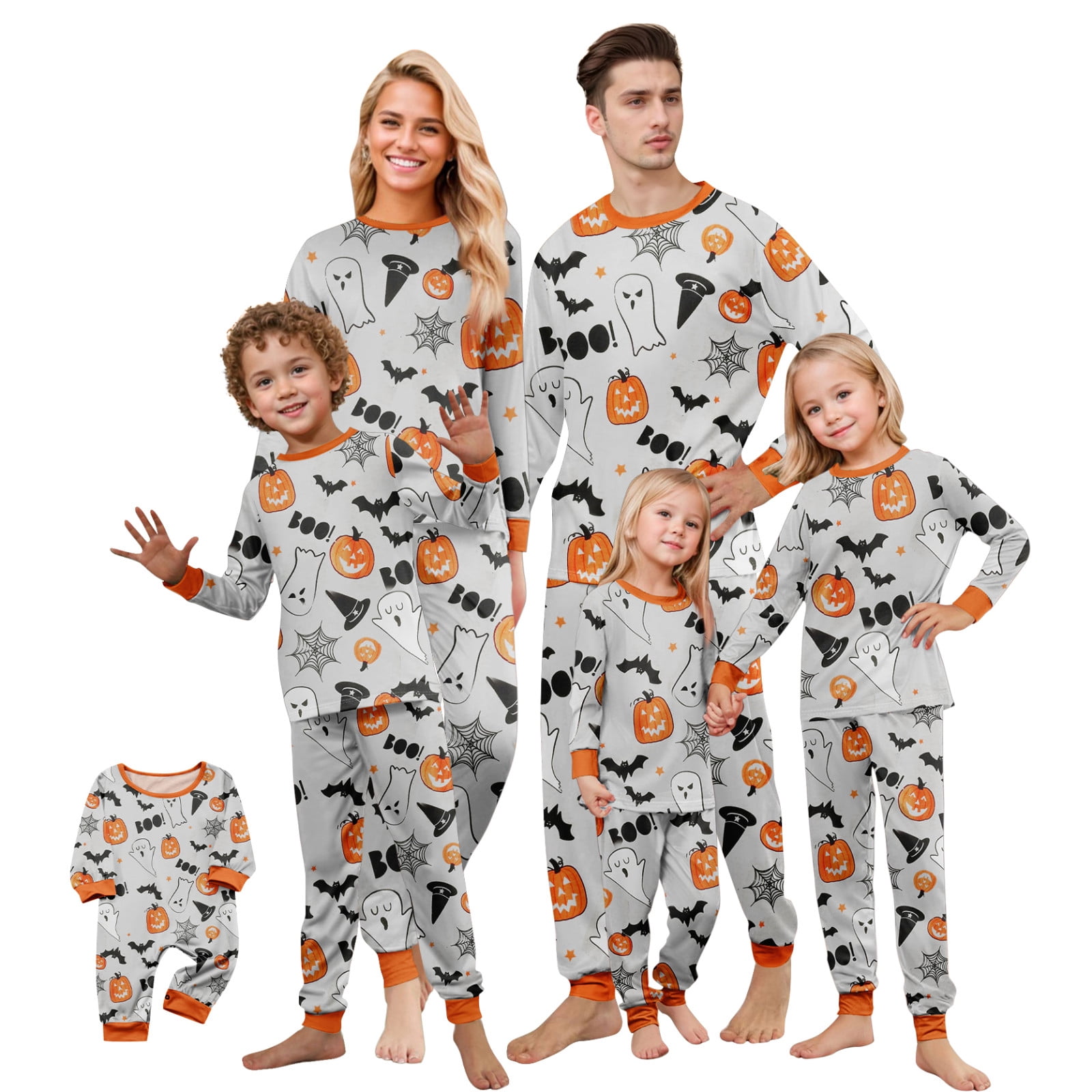 Pyjamas Boo Onlypjs Halloween Family Matching Pajamas Set Boo Ghost Bat Pumpkin ...