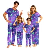 Ghost Sleep Robe Onlypjs Halloween Pajamas for Couples Short Sleeve Purple Neon Ghost ...