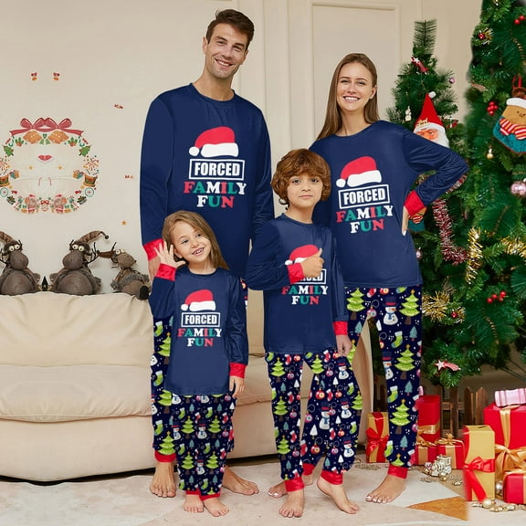 Onlypjs Matching Family Christmas Pajamas Sets for Men, Women and Couples – Forced Family Fun Holiday Pajamas – Funny Family Christmas Pajamas Matching Sets