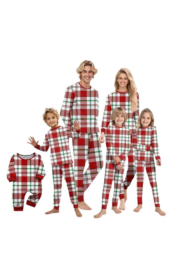 Matching Family Christmas Pajamas Sets for Men, Women and Couples – Holiday Plaid Pajamas – Cozy Christmas Family Pajamas Matching Sets