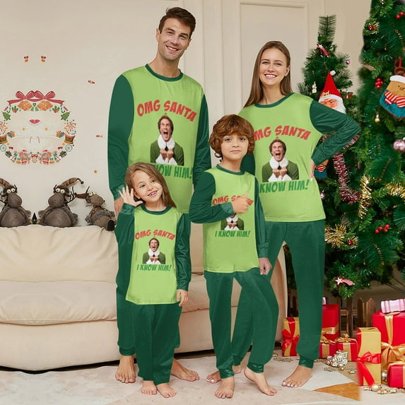 Onlypjs Matching Family Christmas Pajamas Sets for Men, Women and Couples – "OMG Santa, I Know Him!" Holiday Pajamas – Funny Christmas Pajamas for Family & Couples