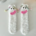 thumbnail image 1 of Onlysocks 2 Pair Cozy Fluffy Cartoon Monster Funny Socks for Family, 3D Crazy Novelty Face Winter Warm Thick Socks, White, 1 of 3