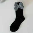 thumbnail image 1 of Onlysocks 6 Pair Womens Kint Bow Socks, Soft Breathable Crew Cotton Socks for Women, Black, 1 of 3