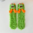 thumbnail image 1 of Onlysocks Funny Cozy Fluffy Cartoon Monster Silly Socks for Family, 3D Crazy Novelty Face Winter Warm Thick Socks, Green, 1 of 4