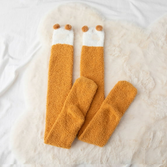 Onlysocks Fuzzy Socks for Women, Soft Cozy Thick Winter Warm Slipper Over-the-Knee Socks, Ginger
