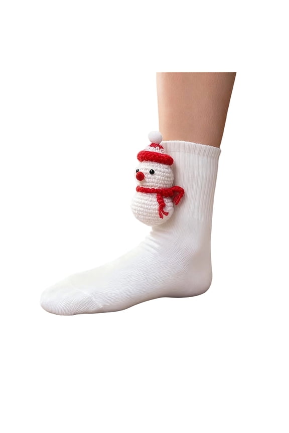 Soft Cozy 3D Knit Plush Toys Socks for Women Men, Fun Cute Plush Toy Hug Crew Socks, A