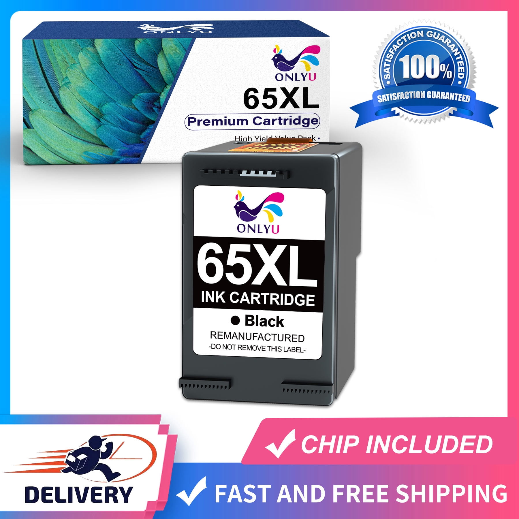 Onlyu 65 Black Ink Cartridge for HP 65XL Envy 5055 5052 5058 DeskJet