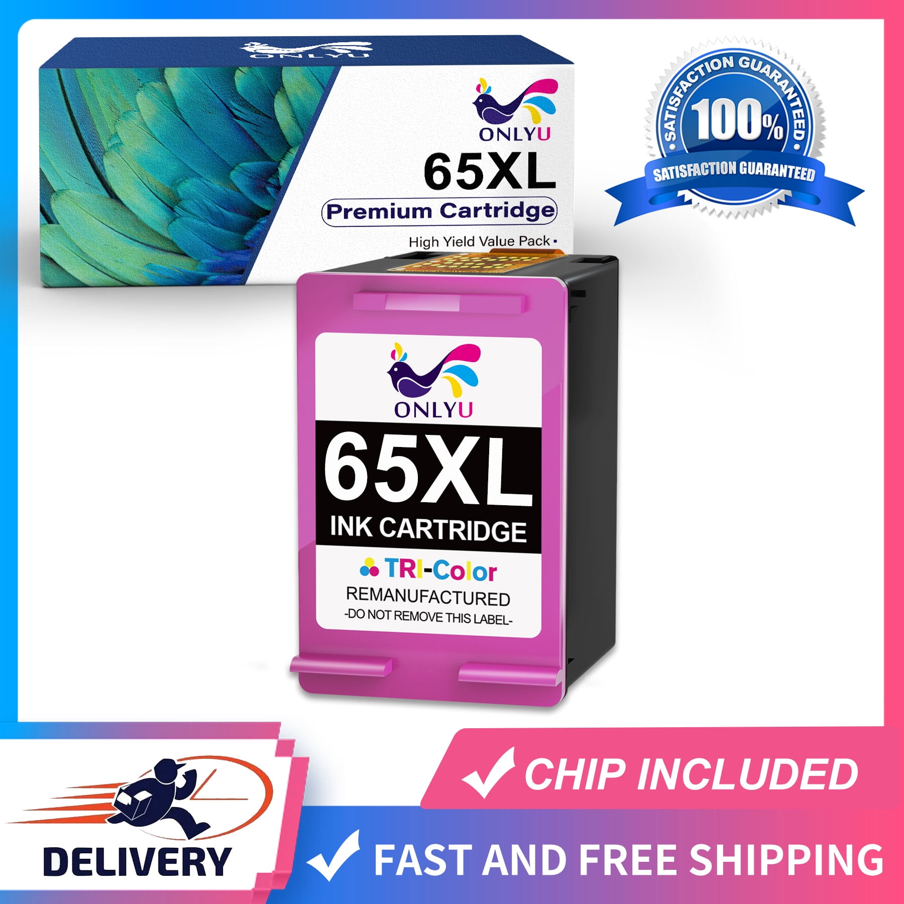 Onlyu 65 Ink Cartridge Color Replacement for HP 65XL 65 XL Ink for HP