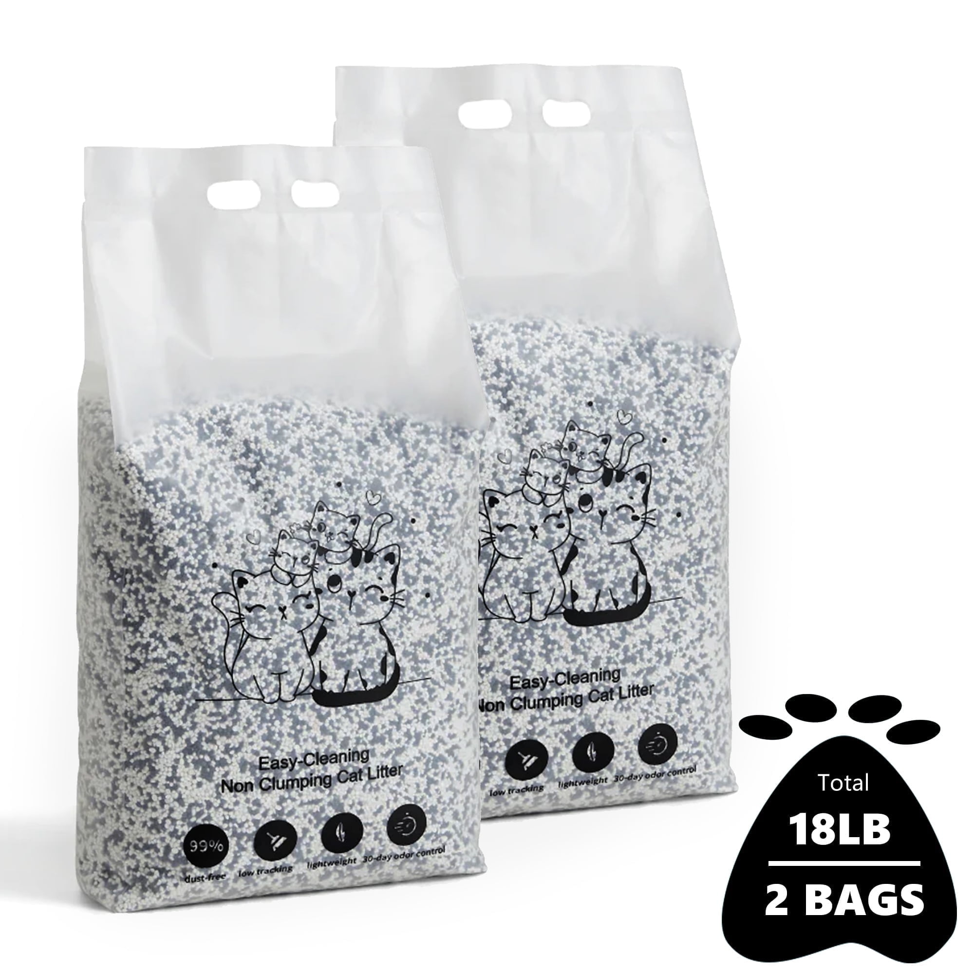 TopOpen  Crystal Cat Litter, Unscented Non Clumping, Odor Control 18 Pounds Total (2 Pack of 9lb Bags)