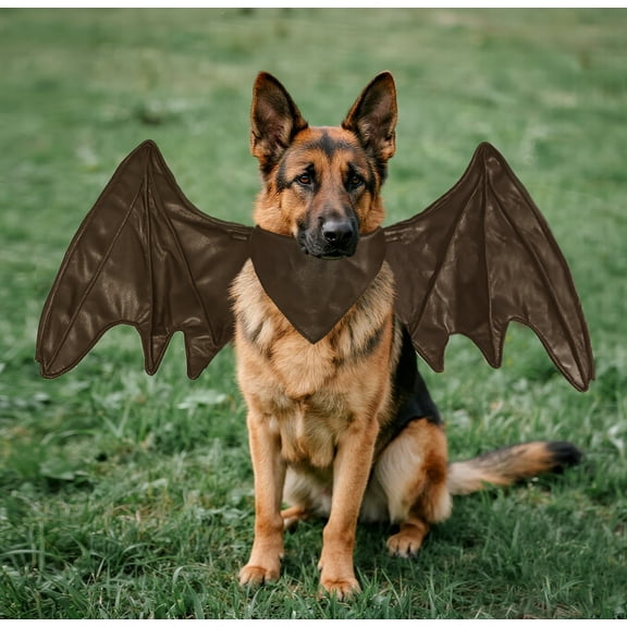 Onmygogo Funny Bat Dragon Wing Costumes for Dog, Cute Furry Pet Clothing for Halloween (M,coffee wing)