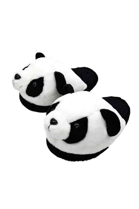 Fuzzy Winter Animal Plush Indoor Slippers for Women and Men(Size 7-8.5,panda)