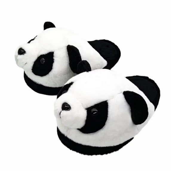 Onmygogo Fuzzy Winter Animal Plush Indoor Slippers for Women and Men(Size 9-10.5, panda)