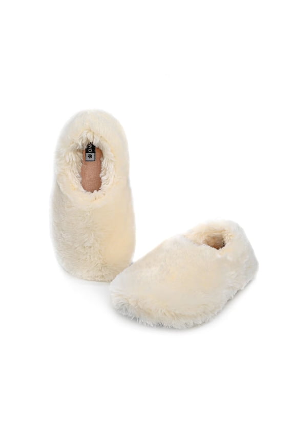 Fuzzy Winter Indoor Slippers for Women (7-8 B(M) US, beige)
