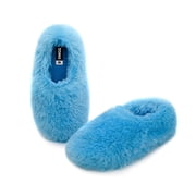 Onmygogo Fuzzy Winter Indoor Slippers for Women 7-8 BM US, blue