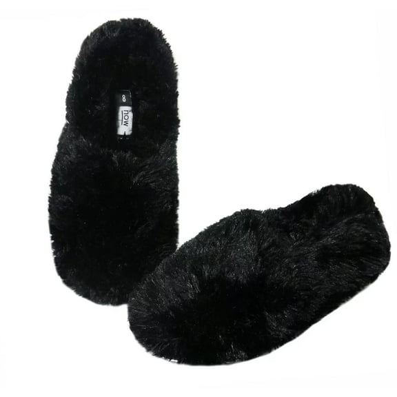 Onmygogo Fuzzy Winter Indoor Slippers for Women (9-10 B(M) US, black)