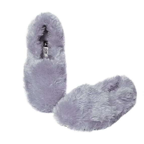 Onmygogo Fuzzy Winter Indoor Slippers for Women (9-10 B(M) US, grey)