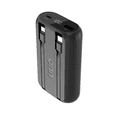 thumbnail image 1 of onn 10,000 mAh Portable Power Pack, 2 Built-In Cables, 20W Charging, Digital Power-Level Readout, Black, 1 of 8