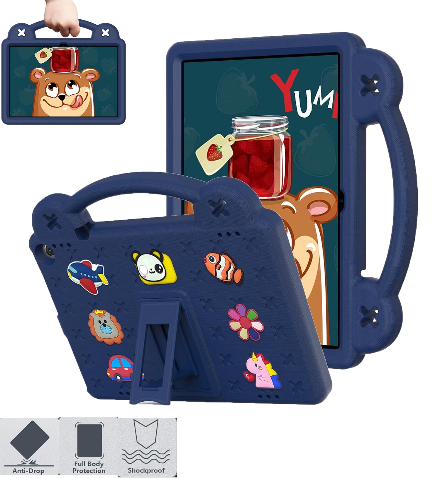 TCL Tab 8 LE Kids Case - DIY Cartoon EVA Foam Protective Cover With Handle & Stand
