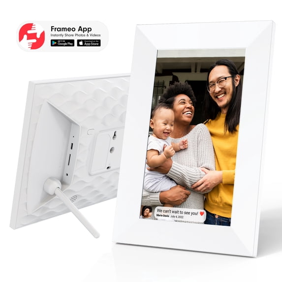 Onn 10 inch Wi-Fi Digital Picture Frame, 1280 x 800, White
