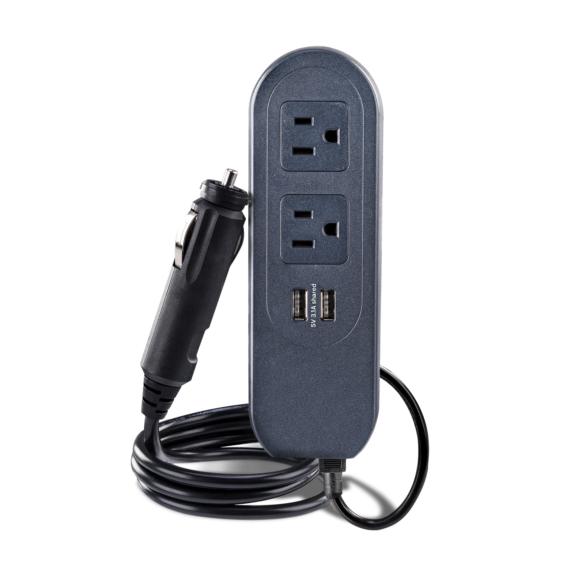 onn. Power Inverter - 150 Watts Output 2 Outlets, 2 USB Ports and 3ft Power Cord
