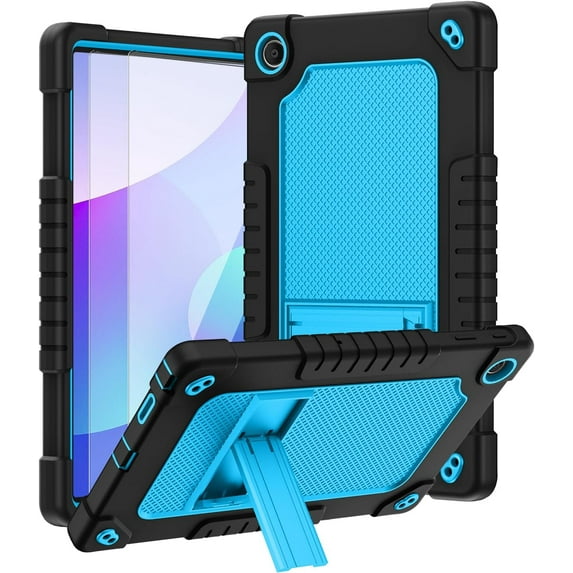 Onn 11 Tablet Pro Case with Tempered Glass Screen Protector SOATUTO Protective Cover with Kickstand Built in Shoulder Strap Shell Case for Onn Tablet Pro 11 2023 Model: 100110027 - Black+Blue/2 Pcs