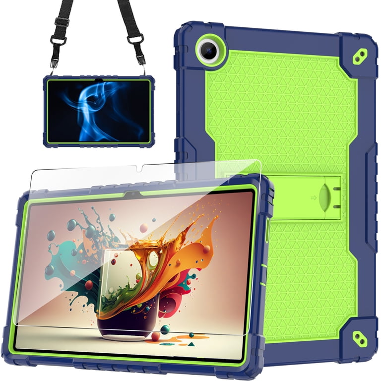 Heavy Duty Case + Glass Screen Protector For Onn 11" Tablet Pro (2024 Model 100146660) - Rugged Hybrid Cover With Stand