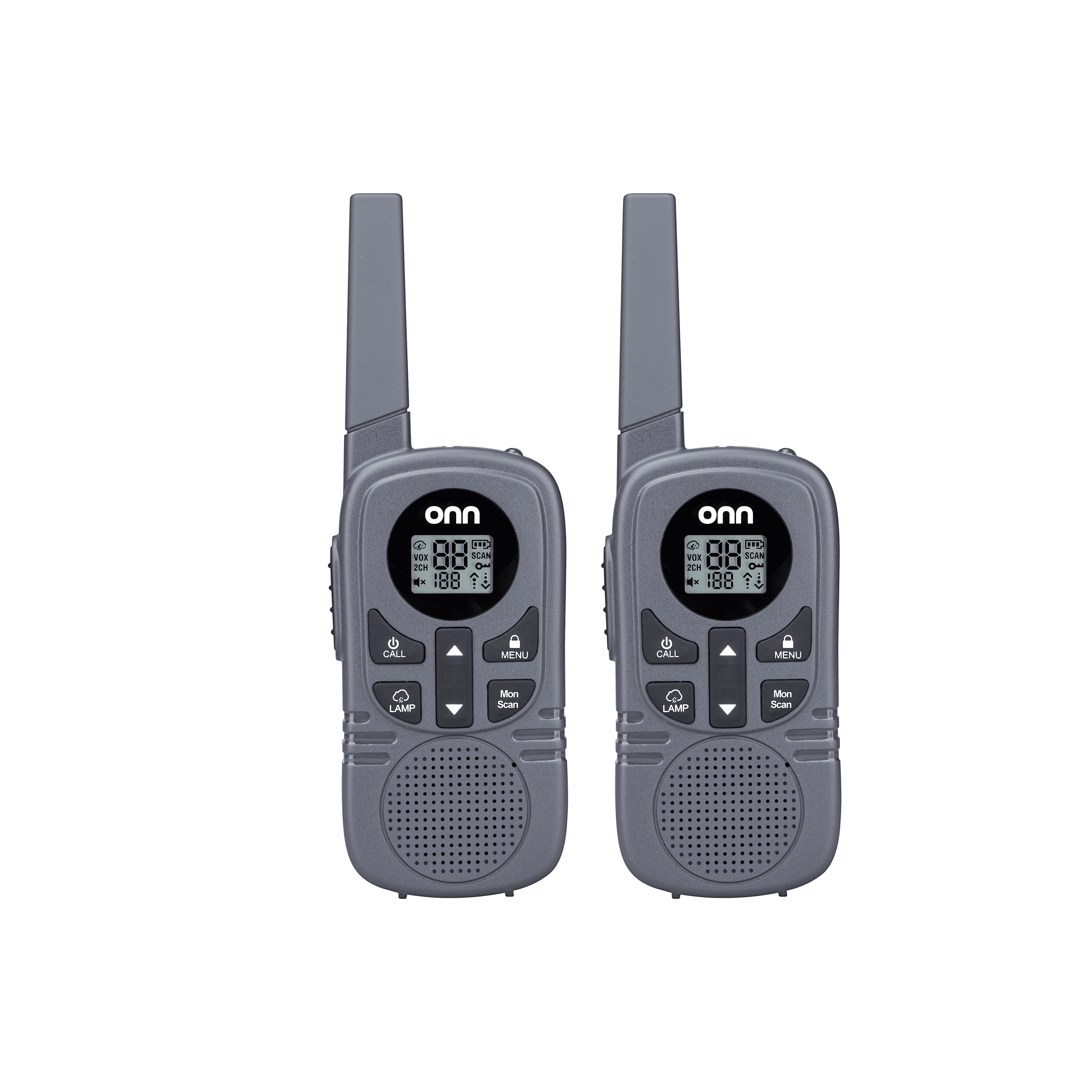 onn Walkie Talkies 16 mile Range With Two Way Radios, LED Light, 121 Privacy Channels, 2 Count