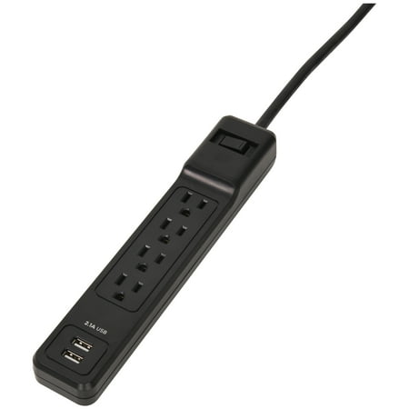 Onn 4 Outlet 2 Usb Surge Protector-Black