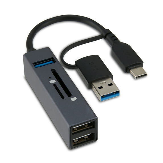 Onn+ USB 3.0 Hub with 5 Ports, SD and microSD Card Reader, USB-C ...