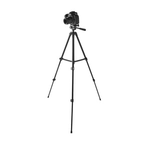 onn. Focus 52-Inch Adjustable Aluminum Tripod with Smartphone Cradle, 3-Way Pan Head, Universal Phone Mount for iPhone & Android, Black