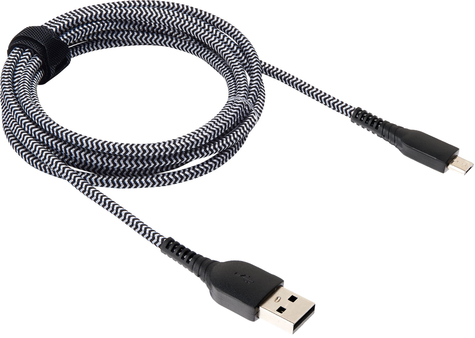 onn 6ft Micro-USB to USB Braided Charging Cable, Black