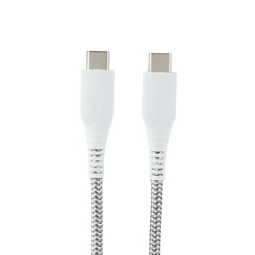onn 6' USB-C to USB-C Braided Charging Cable, White