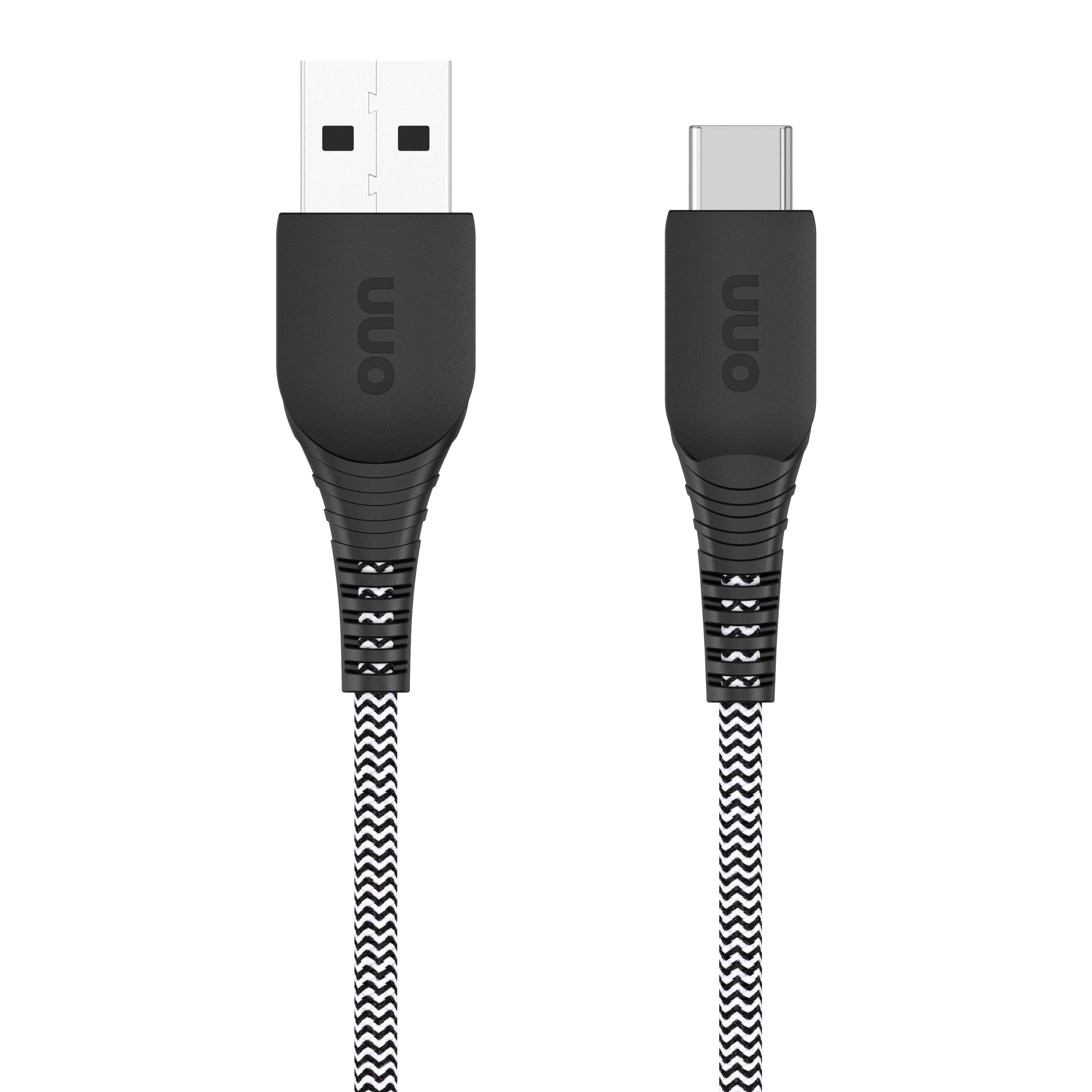 onn USB-C to USB-A 6ft Braided Charging Cable, USB-IF Certified, Compatible with iPhone 17/16/15 Series, Samsung Galaxy, Note, Pixel Devices iPad Pro, Black